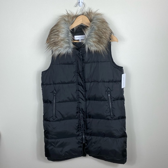 Puffer Vest Faux Fur Collar 